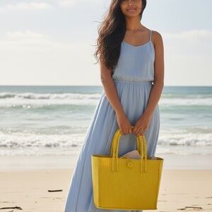 Yellow Woven Tote Bag